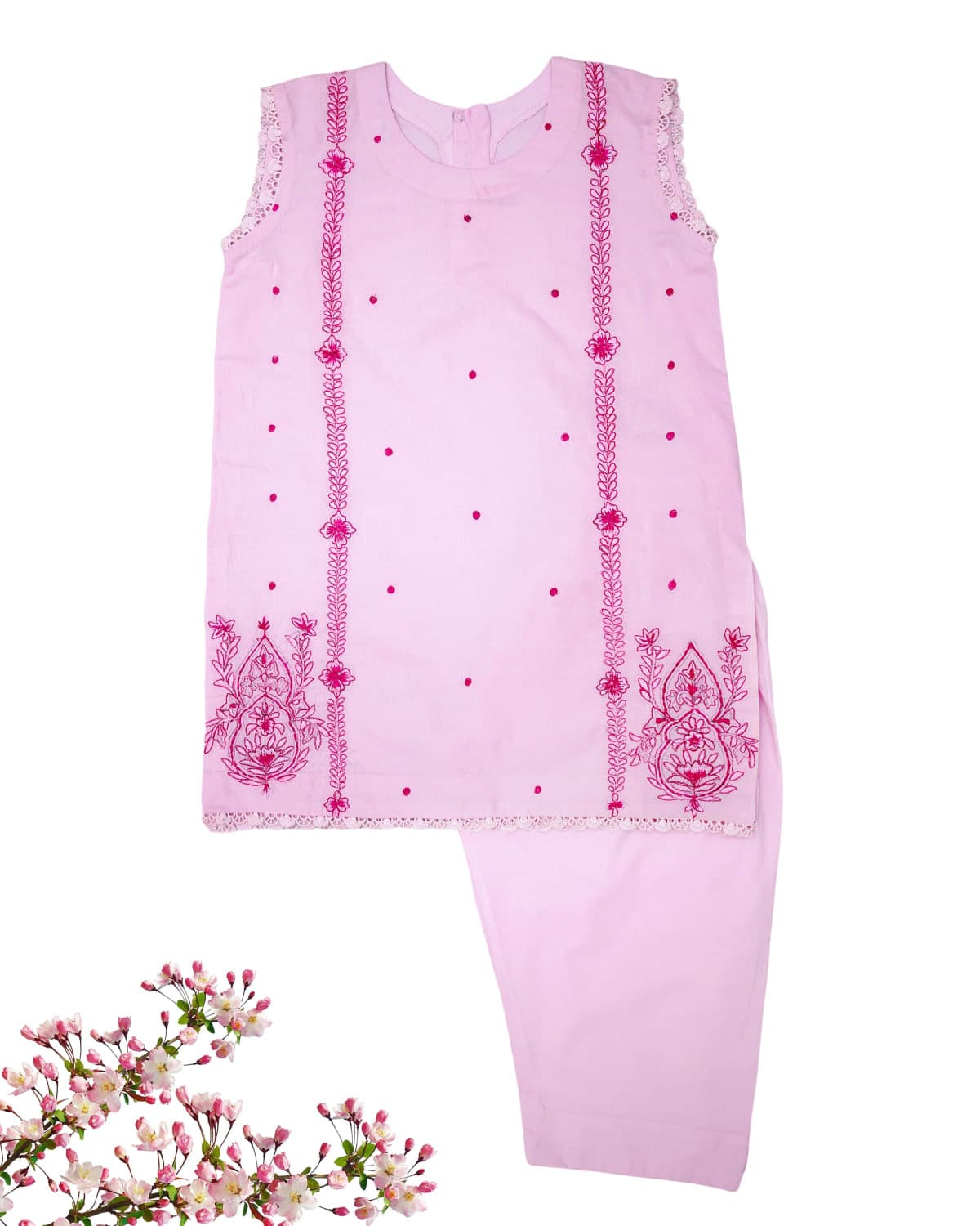 Gulab Embroidered Kurta Set, laid flat