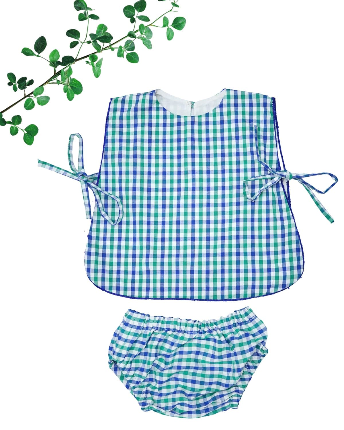 Sabza Gingham Top & Bloomers, laid flat