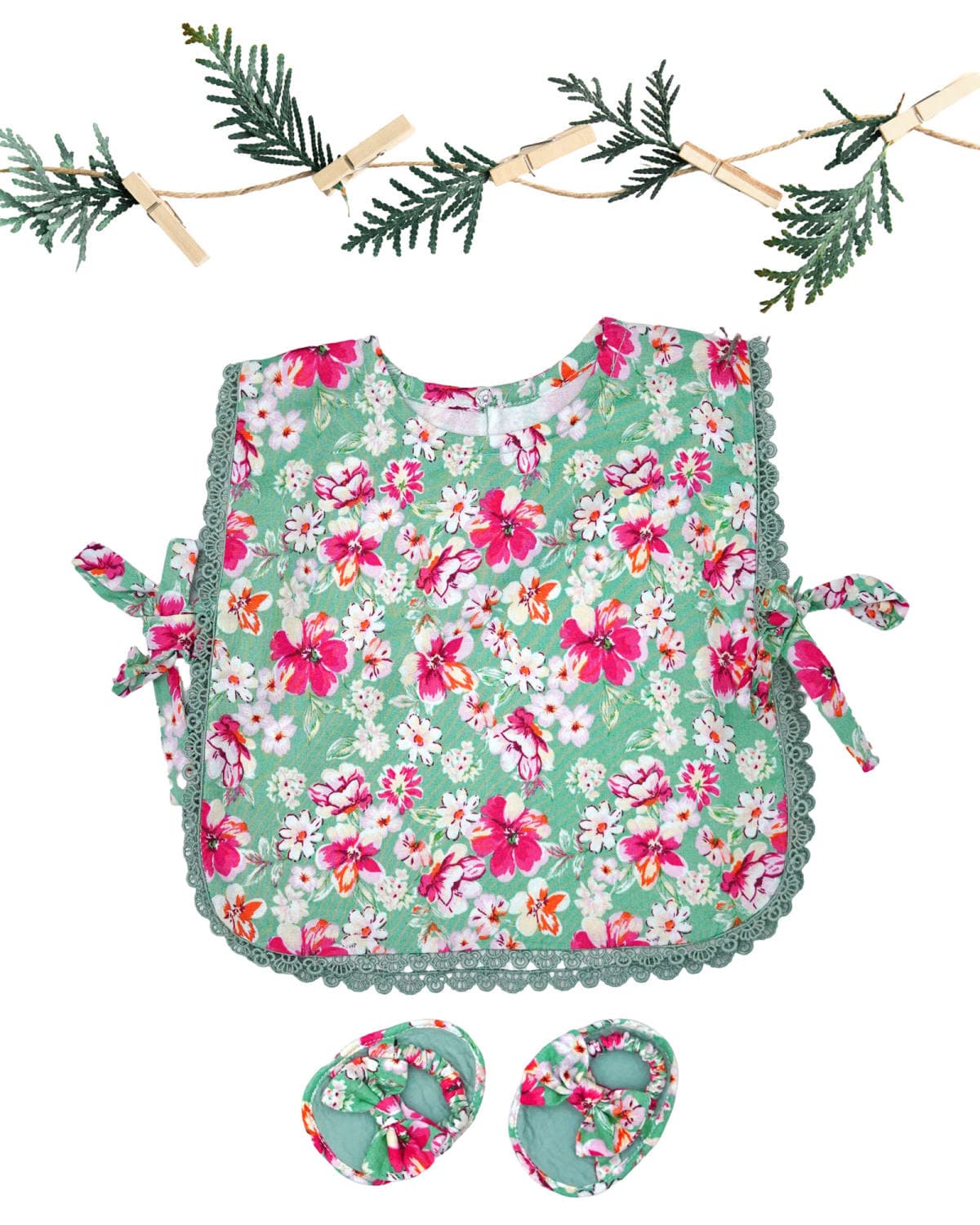 Zeytoon Floral Print Top & Booties Set