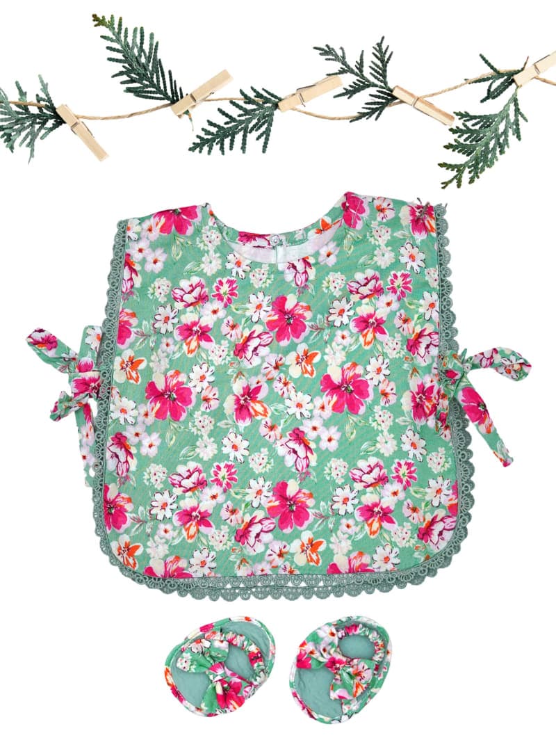 Zeytoon Floral Print Top & Booties Set